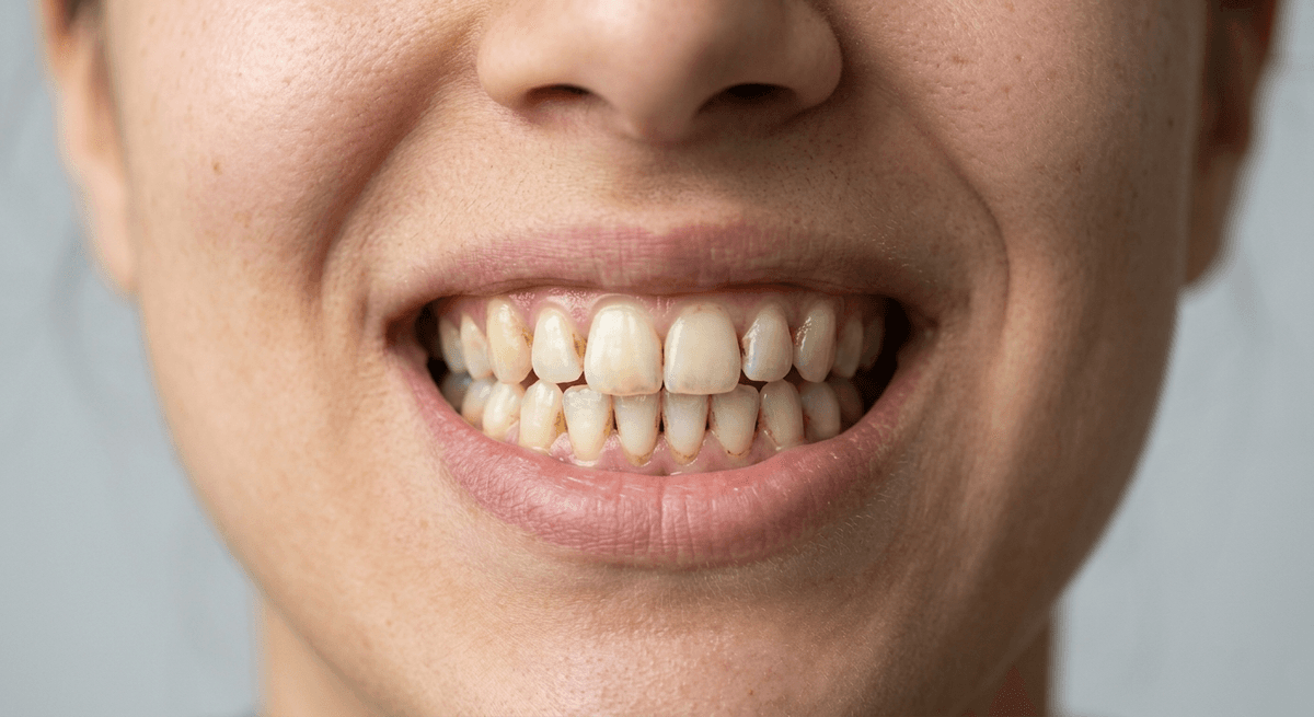 Before using Mawlo Bolder Smile — surface staining visible