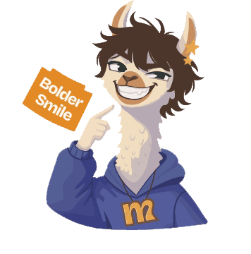 Mawlo brand mascot — the confident face of Bolder Smile